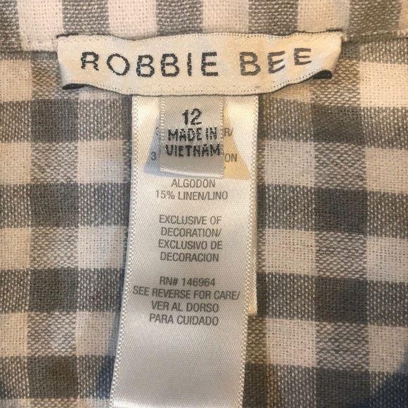 Robbie Bee Gray and White Checkered Gingham Fit & Flare Dress with Tie Waist-12 - Picture 9 of 12